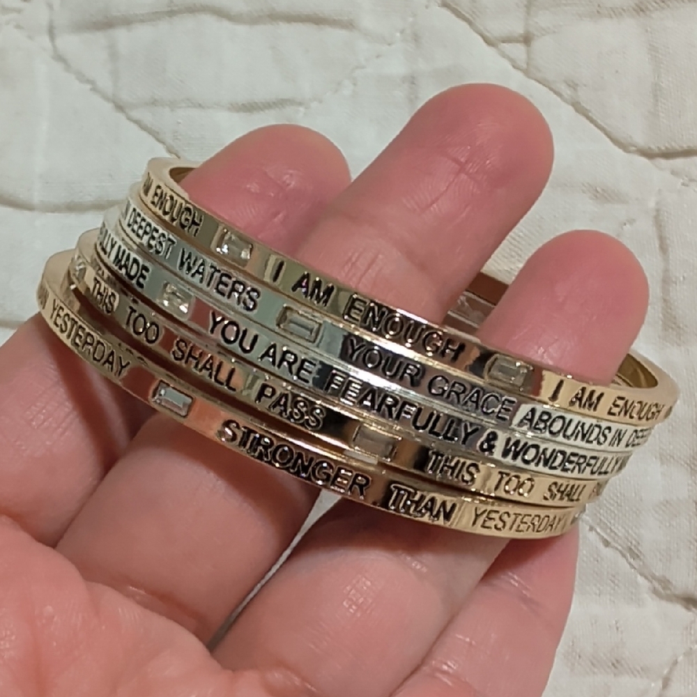 Inspirational Message Blessing Bands Bangle Bracelet Set